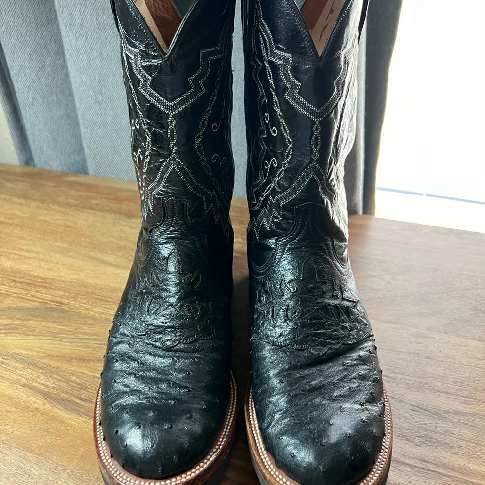 Lucchese Black Ostrich Boots